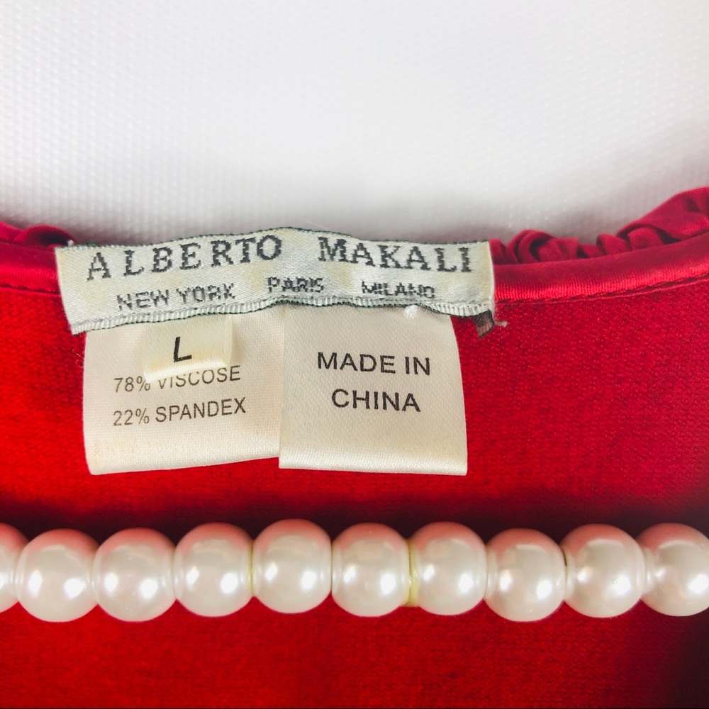 ALBERTO MAKALI | Red Ruffled Long Sleeve Blouse - Picture 4 of 4